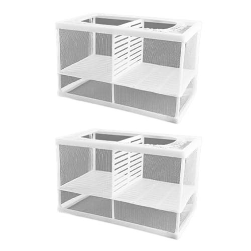 2PCS Protective Aquariums Breeding Cage Netting Nursery Tanks with Suction Cup for Fry Rearing and Secure Observation Fish Breeding Box with Suction Cup - color: Upgrade large number