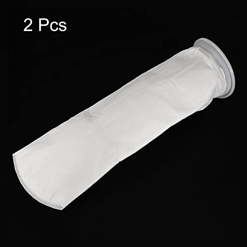 PATIKIL 6 Inch Ring Filter Socks 1 Micron, 2 Pack Mesh Bags Pool Skimmer Basket, White