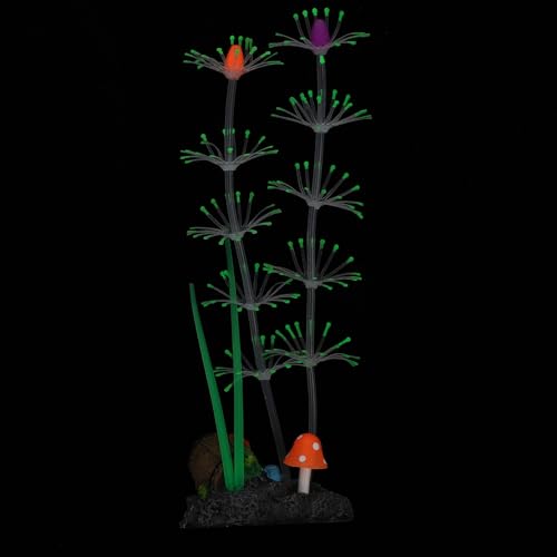 Cabilock Lifelike Simulated Water Grass Aquarium Decor, Green Fluorescent Silicone Aquatic Plant for Fish Tank Landscape, Vivid Underwater Artificial Plant Accessory