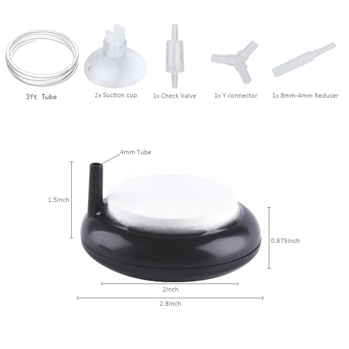 Carefree Fish Aquarium Nanometer Materials Air Stone Disk Fish Tank Hydroponics Bubble Stone Disc 1.4/2/4/6/8 Inch with 3Ft Tubing（Air Pump Not Included - size: 2Inch