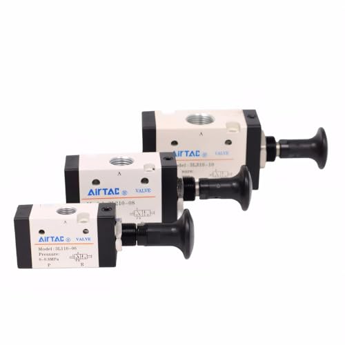 Push-Pull Valve AirTAC 3L210-08 1/4" NPT 3/2 Way Hand Lever 2 Position 3 Way Pneumatic Air Manual Control Direct Acting Type 0-145 PSI - size: 1/4 NPT, style: 3/2 way