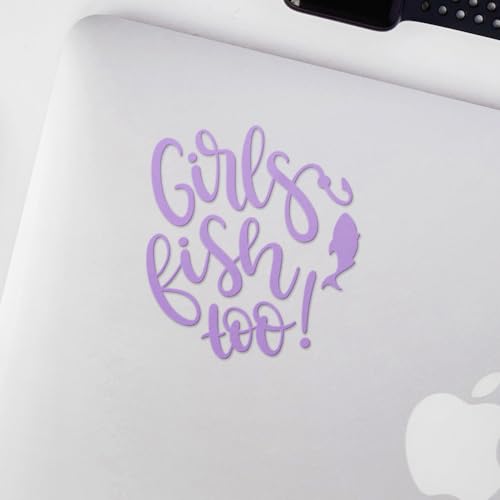 Decal Stickers of Girls Fish Too (Lavender Purple) (Set of 2) Premium Waterproof Decal Stickers for Laptop Phone Accessory Helmet Car Window Mug Tuber Cup Door Wall Decoration - BICVER1c33531LA0124 - color: Lavender Purple, size: 3.8'' x 4.1''
