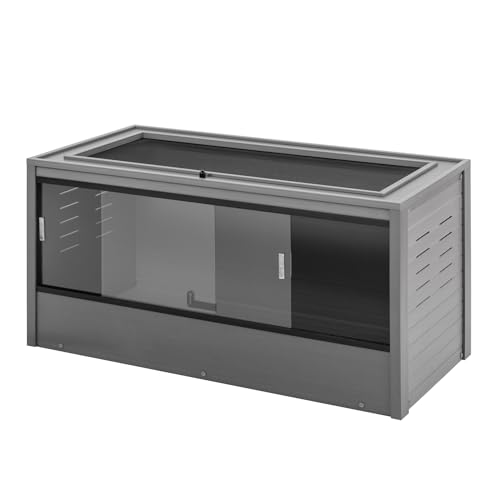 New Age Pet ECOFLEX 48" Wide Large Reptile Habitat, Mojave Lounge for Snakes, Tortoises & Lizards in Maple, Black & Grey, Easy Assembly, Sliding Glass Doors & Mesh Top - color: Grey, size: Large