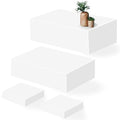 Large Buffet Risers Set of 4, 16"x8"x5" Display Stands, White Acrylic Food Risers for Party, Dessert Table, and Catering, Nesting and Stackable Display Risers - size: Large02