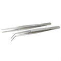 Lab Tweezers High Precision Forceps, 6" (15.2 cm), Fine Strong Point tweezers, Stainless Steel (6" Straight + Angled) - size: 6 " Straight + Angled