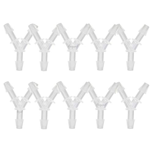 plastic 1/8" Y shape 3 way barbed connector for air hose, water pipe pp polypropylene barb fitting. (Pack of 10 pcs) - style: 10pcs, 1/8" O.D.