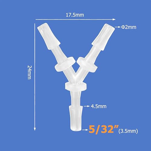 Quickun 5/32" Hose Barb Fitting Equal Barbed Y Shaped 3 Way Plastic Joint Splicer Mender Adapter Union for Air Line Tubing Pipe (Pack of 4) - size: 5/32"