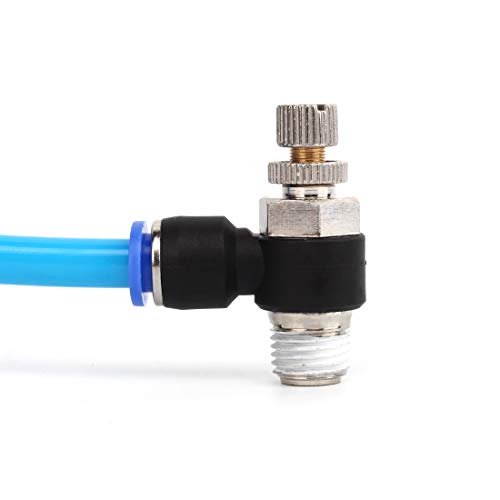 SNS 1/4"Tube OD x 1/8 NPT 90 Degree Elbow Air Flow Control Valve Push To Connect Fitting Speed control valve(10 PCS) JSC1/4-N01 - size: JSC1/4-N01