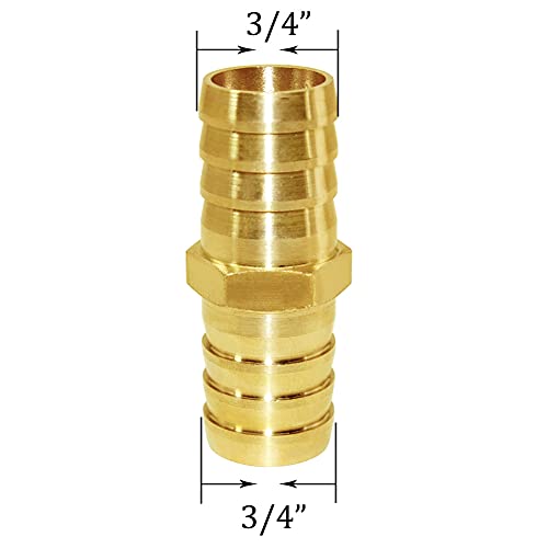 Joywayus 3/4" ID Hose Barb Fitting Hex Union Brass Adapter Water/Fuel/Air (Pack of 5) - size: 0.75 Inch, style: 5PCS