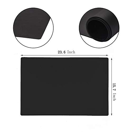 23.6'' by 15.7''Flexible Silicone Placemat Non Slip Waterproof Heat Resistant Dinner Table Black 2 pcs - color: Black-2 Pcs