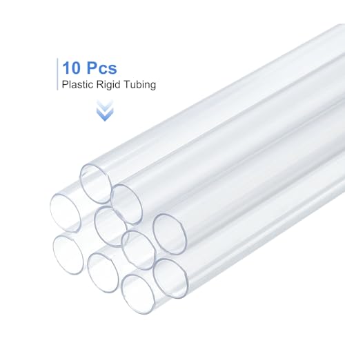 uxcell 10 Pcs Clear Plastic Rigid Tubing 8mm ID x 9mm OD, 0.5 Meters Length Round Polycarbonate Tubing for Aquarium Water Pipe, Water Cooling System, Plumbing - size: 8mm x 9mm