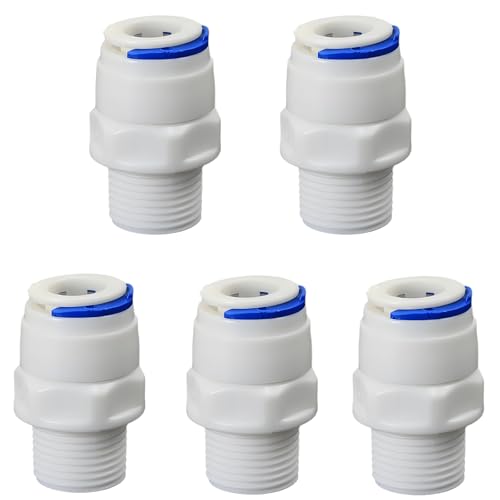 3/8" Male Thread Straight Through x 3/8" PE Hose OD Push-In Quick-Connect Fitting for RO Reverse Osmosis Water Filter, Beverage Dispenser & Water Filtration/Purification Systems Accessories (5PCS) - style: 3/8" Male Thread to 3/8" Quick-Connect Straight