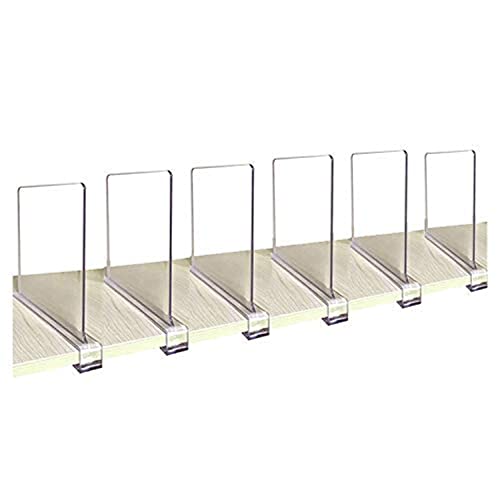 CY craft Acrylic Shelf Divider,Wood Shelf Dividers,Clear Closet Shelf Separators Clothing Organizer Perfect for Bedroom Shelving Organization and Kitchen Cabinet Shelf Storage,6 PCS - color: Clear 6 Pcs