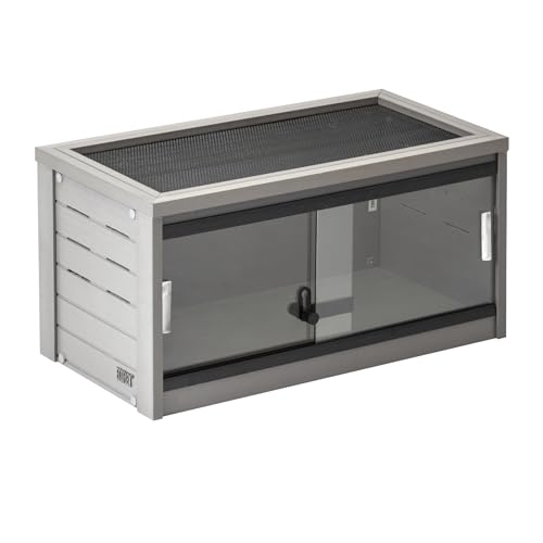 New Age Pet ECOFLEX Small 24" Reptile Habitat Enclosure, Glass Front Terrarium for Snakes, Lizards & Tortoises, in Maple or Grey, Easy to Clean, Front Access Design - color: Grey, size: Small