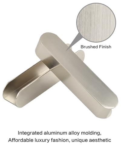 Modern Self-Adhesive Cabinet Handles, No Drill Drawer Pulls, Black and Silver, Peel and Stick Installation, Dresser Door Hardware (5, C-Brushed Nickel, 5 inch) - color: C-Brushed Nickel, size: 5 Inch