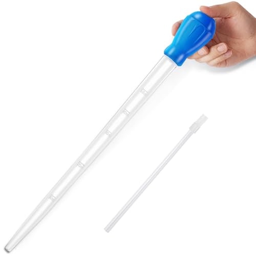 27.7IN Extra Long Turkey Baster for Aquarium (50ml, Blue) | Plastic Turkey Baster Long Syringe, Waste Remover for Aquarium Vacuum, Siphon for Fish Tank, Fish Waste Collector