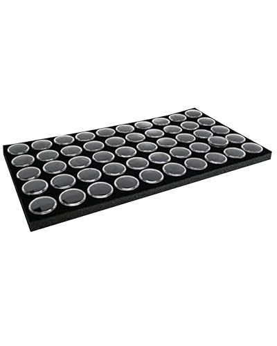 Novel Box Gem Jars 50 Small Size Gemstone tray | Black Tray Foam Sheet 14.5X7.8X0.75 | Jewelry Display Rock Storage Box Insert | Gemstone display Trays for Collectibles - color: Black Foam Liner With 50 Gem Jars