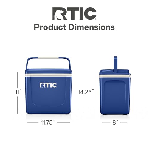 RTIC 8 QT Road Trip Personal Cooler, Small, Compact, Insulated, Portable Ice Chest Box for Food, Drink, Beverage, Beach, Camping, Picnic, Fishing, Boat, 12-Can Capacity - color: Cobalt & White