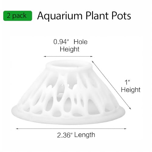 2 Pack Aquarium Plant Pots – White Plastic Aquatic Planters with Side Vent Holes, Shatterproof & BPA-Free Fish Tank Decor for Live Plants, Shrimp, Java Fern, Anubias – Freshwater & Saltwater Safe