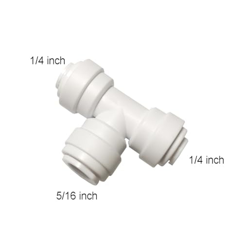 10-Piece 1/4" to 5/16" to 1/4" Reducing Tee Fittings - Push-In Quick Connectors for RO Water Purifier, Leak-Proof & Easy Install - style: Reducing Tee 1/4 to 5/16 to 1/4