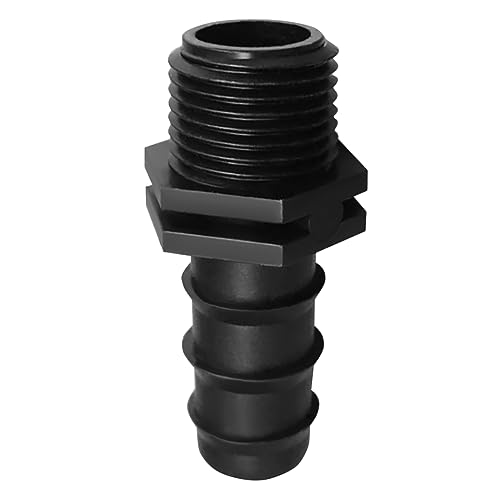 Lakesstory 3/4 Inch PVC Barbed Hose Connector - Sch 40, 3/4 Inch MNPT Male Pipe Thread, Black, 1 Piece, 2.5 Inch Length - color: Black, size: 3/4 in hose connector