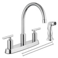 Kitchen Faucet, High Arc 360° Swivel Spout, 2-Handle 8 Inch Centerset Kitchen Sink Faucet with Side Sprayer, 3 or 4 Hole Kitchen Faucet for RV, Utility & Laundry Sink, Polish Chrome - color: Polish Chrome