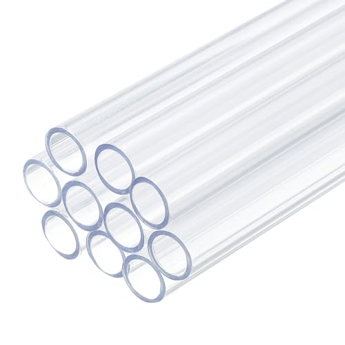 uxcell 10 Pcs Clear Plastic Rigid Tubing 8mm ID x 10mm OD, 0.5 Meters Length Round Polycarbonate Tubing for Aquarium Water Pipe, Water Cooling System, Plumbing - size: 8mm x 10mm
