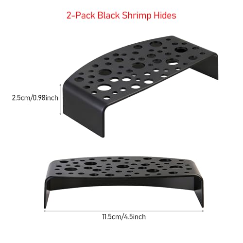 2-Pack Black Shrimp Hides, Aquarium Cave Hides with Multi-Sized Holes, Secure & Stable Breeding & Viewing Caves for Cherry Shrimp, Dwarf Shrimp and Small Fish