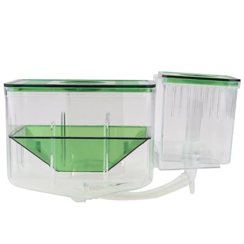 DOITOOL Pneumatic Hatching Box Aquarium Isolation Tank for Fish Fry Nursery Transparent Fish Tank Fry Box with Self-Guided Circulation for Home Aquatic Pets - color: Green, size: 13X9.5X11CM