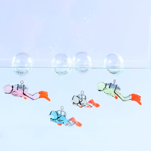 2pcs Glow-in-The-Dark Fish Tank Decorations, Cute Little Diver Aquarium Decoration, Floating Aquarium Accessories, Fish Playmate for Fish Tank Swimming Pool (Blue, Yellow) - color: Luminous Blue Diver+luminous Yellow Diver (Both With Fishing Line and Floa