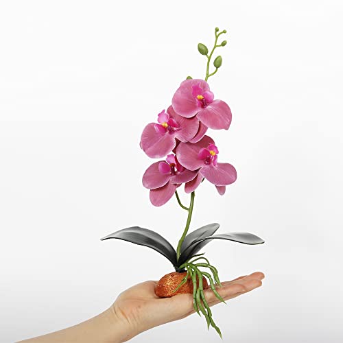 Fake Orchids Artificial Flowers, Reptile Terrarium Decor Plants, Bearded Dragon Tank Accessories fit Crested Gecko Leopard Lizard Chameleon Ball Python Snake Frog - Purple - color: Purple