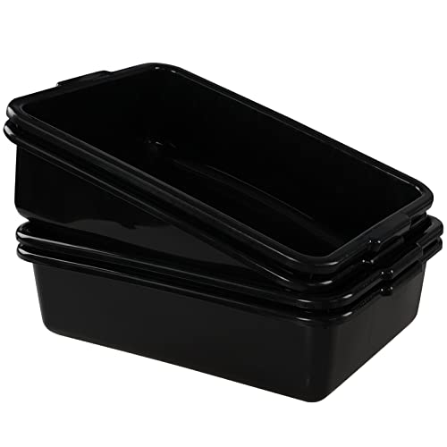 Asking 4-Pack Plastic Commercial Bus Box, 13 L Utility Bus Tub, Black - color: Black, size: 13 L