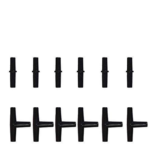 JIH Aquarium 50 Feet Standard 3/16" Black Flexible Airline Tubing with Black Plastic Connectors for Fish Tank,Terrariums, and Hydroponics - size: 50 Feet with connectors