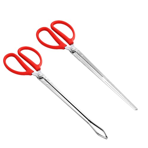 2PCS Reptile Feeding Tongs, Extended Stainless Steel Snake Feeding Tongs, Straight and Curved Feeding Tong, can be used for Snakes, Reptiles, Bathtubs, Aquarium Terrarium Supplies（15 "）