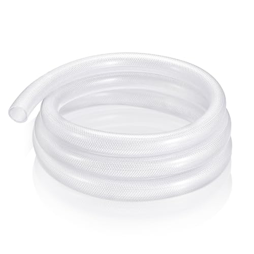 1/2" ID x 3/4" Od x 25 ft Braided PVC Tubing Reinforced Clear Vinyl Hose, Heavy Duty Flexible High Pressure PVC Braided Hose for Water Home Garden Aquarium Washing - size: 1/2" Id
