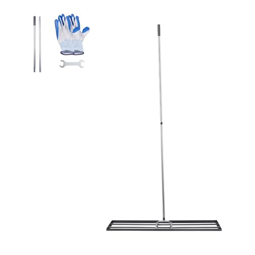 VEVOR Lawn Leveling Rake, Lawn Leveler with 83.9 in Handle, 48x10 in Ground Plate, Rust-Resistant Carbon Steel Soil Leveler, 2 Heights Adjustable, Effort Saving Lawn Leveling Tool for Yard Golf Court - size: 48"x10", style: Classic: Carbon Steel