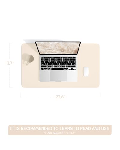 YSAGi Non-Slip Leather Desk Pad, Desk Matt for Desktop, Waterproof Laptop Computer Keyboard Mat, Table Protector Blotter Mat, Large Mouse Pad for Office/Work/Home/Decor(Beige, 23.6" x 13.7") - color: Beige, size: 23.6" x 13.7"
