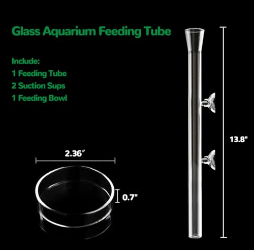 Mipukbay Glass Aquarium Feeder Set - 13.8 Inch Shrimp Feeding Tube & Dish for Fish, Shrimp, and Bottom-Dwelling Aquatic Pets‌ - size: 13.8 Inch