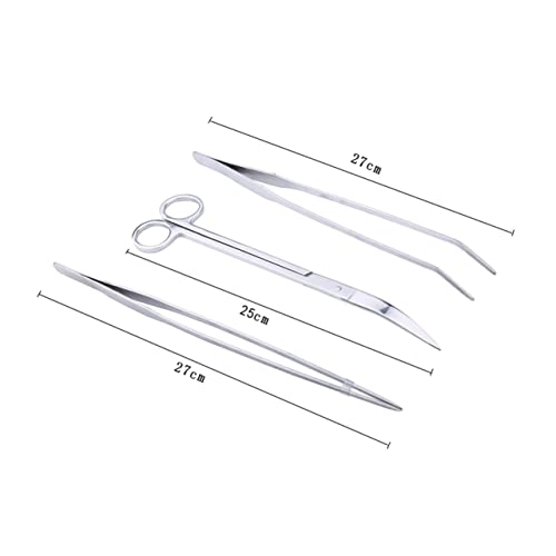 LIOOBO Aquarium Tool Set Tweezers and Scissors for Aquatic Plant Care Stainless Steel Material