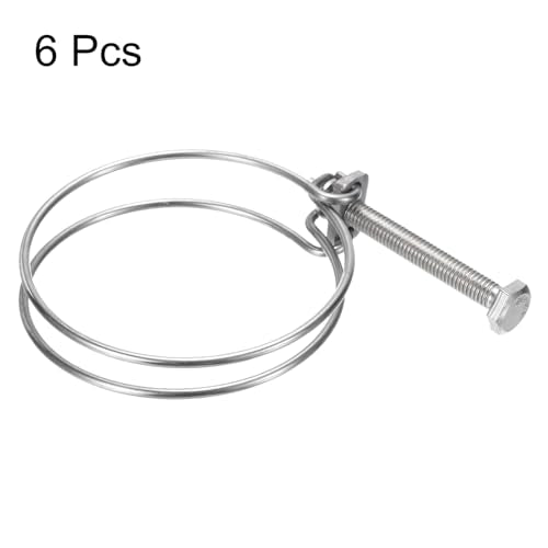 uxcell 6Pcs Double Wire Hose Clamp, 78-85mm Adjustable Stainless Steel Wire Hose Clips with M8 Bolt for Dust Collection Hose, Pump Hose Pipe - size: 78-85mm