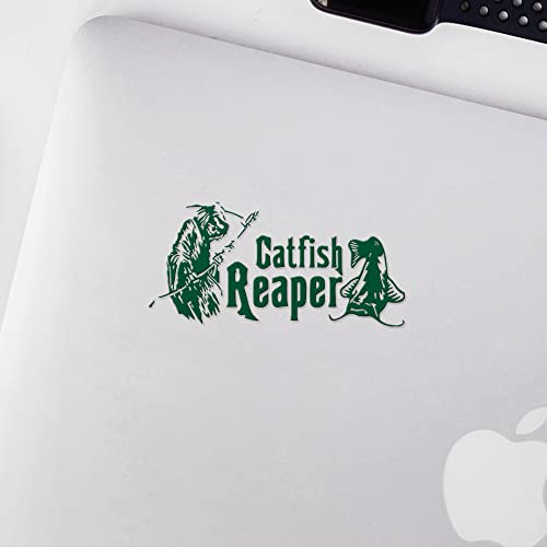 2 Pcs - No Background Decal Stickers of Catfish Reaper Fishing #2 (Green) Premium Waterproof Vinyl Decal Stickers for Laptop Phone Accessory Helmet Car Window Mug Tuber Cup Door NVCSKUS570833GR090622 - color: Green, size: 8.3'' x 4''