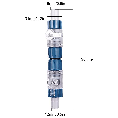 MiOYOOW Aquarium Hose Valve, Fish Tank Hose Connector Fishbowl Water Flow Control Valve with Quick Release Handle for Aquariums Fish Tanks - size: 12mm-16mm
