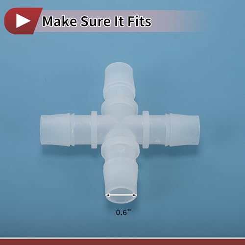 Plastic Hose Barb Fitting 5/8" OD Barb Cross 4 Way Pipe Connector Clear 10 Pcs - size: 5/8"OD
