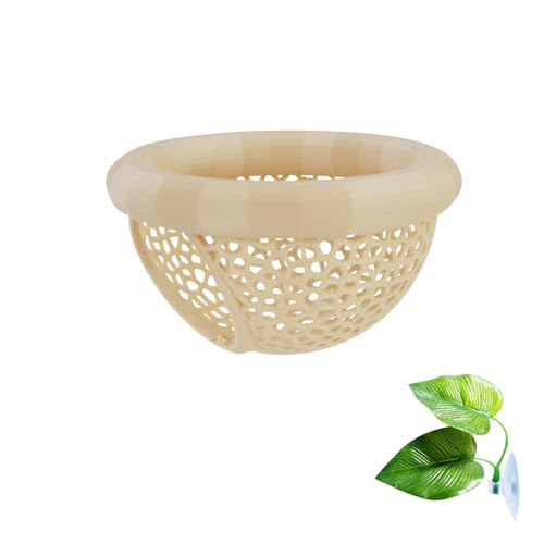 WishLotus Floating Betta Hideout, Aquarium Fish Cave 3D-Printed Shrimp Hide Multi-Functional Fish Tank Cave with 1 Betta Leaf Aquarium Hammock for Shrimp Small Pets (Beige, M)