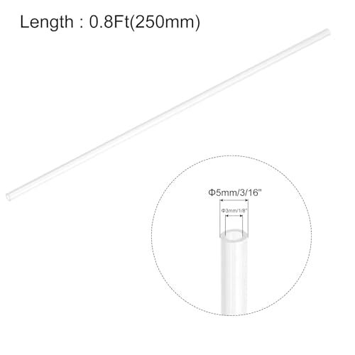 uxcell Rigid Round Clear Tubing 3mm(1/8") ID x 5mm(3/16") OD x 0.8Ft(250mm) Length Plastic Tube - size: 3mm x 5mm x 250mm