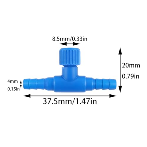12PCS 3/16 inch ID Aquarium Air Control Valve 4mm Oxygen Tube Blue Single Way Plastic Air Flow Control Regulator Fish Aquarium Air Pump Accessories