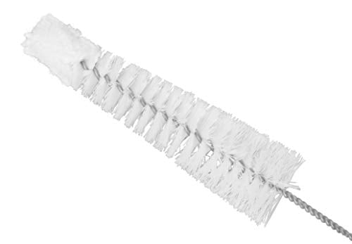 EISCO Tapered Nylon Cleaning Brush with Cotton Yarn Tip, 8.75" - Twisted Stainless Steel Wire Handle - Ideal for 0.5" - 0.75" Diameter Test Tubes, Bottles, Flasks, Cylinders, Jars, Vases, Cups