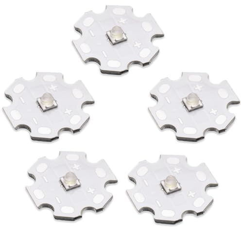 5Pcs 3W 560nm Green 3535 SMD High Brightness Power LED Chip with Aluminum Plate 20mm Star PCB Base Heat Sink for DIY Lighting Fixtures(60deg,Green 560nm-565nm,DC 3.2-3.4V,700mA) - color: Green560-565nm