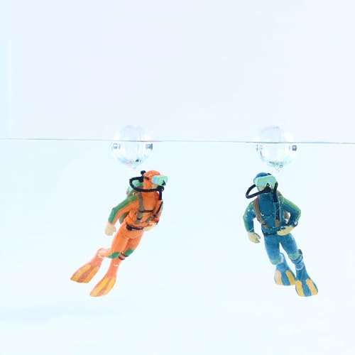 2pcs Floating Fish Tank Decorations, Cute Little Diver Aquarium Decoration Cartoon Fish Playmate with Floating Device Fish Tank Accessories - color: Deep Blue Diver Frogman (Swimming Posture)+orange Diver Frogman (Swimming Posture) Both With Fishing Line