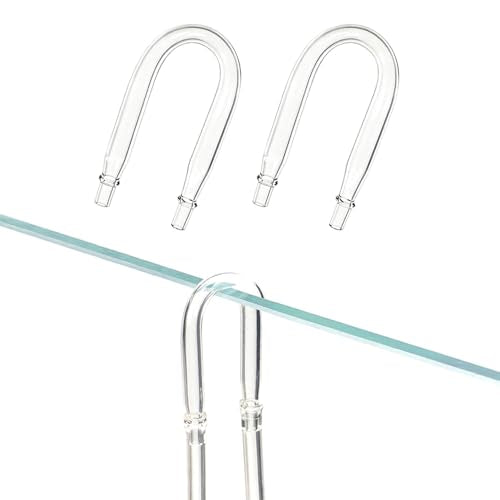 LINLAN 2-Piece Aquarium Glass U-Tube Connector, Anti-Kink Design,for 5/16 inch (4mm) ID Air Hose,Fits Air Pumps & CO2 Diffusers，Accessory for Rimless Aquariums - size: 2 PCS Glass